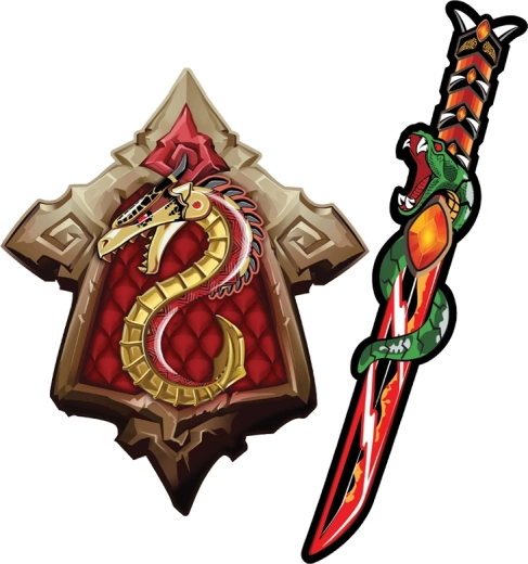 Schaumstoff-Samuraischwert und Schild – Drache und Schlange, Set für Kinder