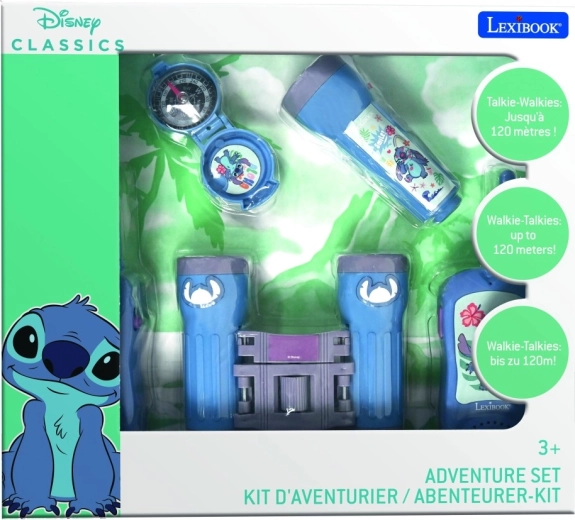 LEXIBOOK STITCH Entdecker-Set für Kinder – Walkie-Talkies, Fernglas, Taschenlampe und Kompass