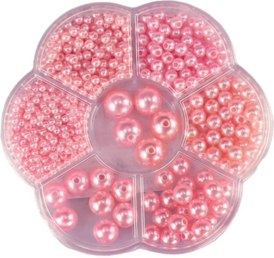 Auffädelperlen metallisch rosa im Box (ca. 1150 Stk.) mit Schnur
