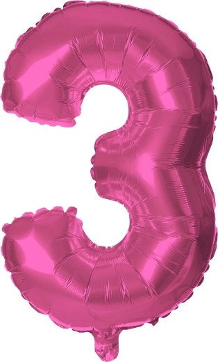 Folienballon Zahl 3 30 cm rosa TORO