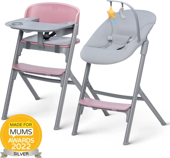 Kinderkraft Select Set Hochstuhl Livy Aster Pink mit Wippe Calmee