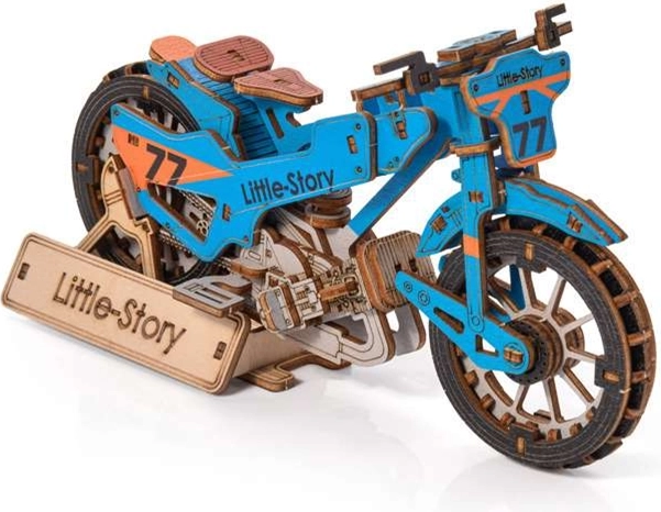 Little Story 3D-Holzbausatz Speedway Bike blau