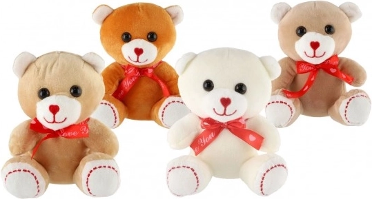 Sitzender Plüschbär mit Schleife 16 cm, 4 Farben, ab 0 Monaten