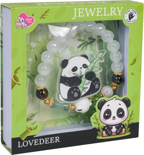 Kinder-Schmuckset Panda mit weißem Armband