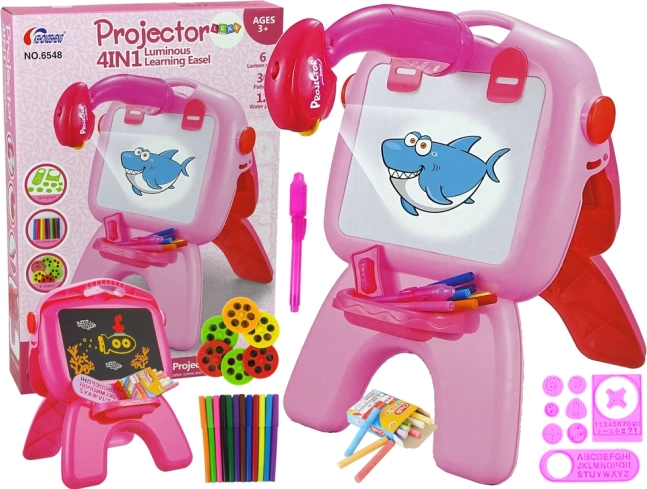 Beidseitige Zeichentafel mit Projektor – Rosa