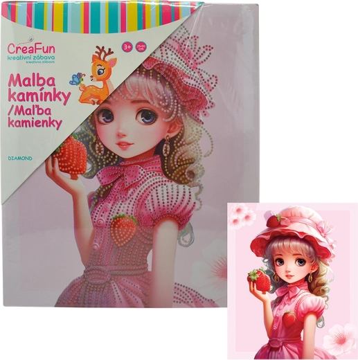 Diamantmalerei – Erdbeer-Püppchen 25 × 30 cm