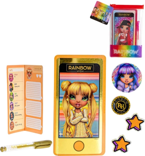 Rainbow High Notizbuch in Handyform A6 mit Stift und Stickern – 1 Stück