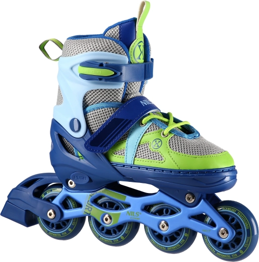 Inlineskates NILS Extreme blau‑grün, verstellbar – S (31–34)