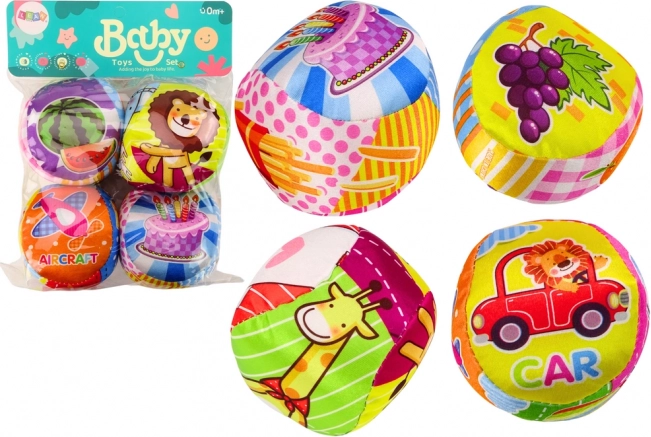 Weiche bunte Lern-Rasselbälle 4 Stk. Set