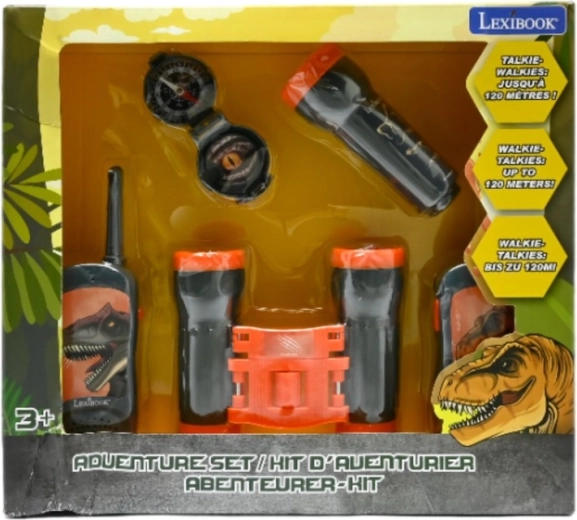 Lexibook Dinosaurier-Entdecker-Set mit Walkie-Talkies, Fernglas, Taschenlampe und Kompass