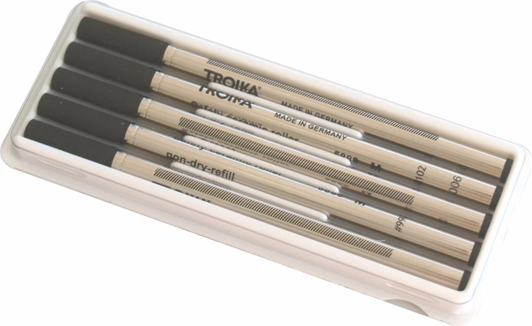 Ersatz-Schwarzminen für TROIKA Stifte, 5 Stk.