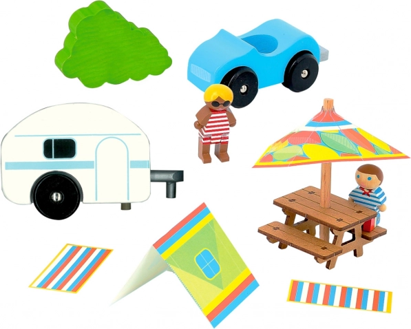 Jeujura Holzfiguren für Baukästen Urlaub im Campingplatz