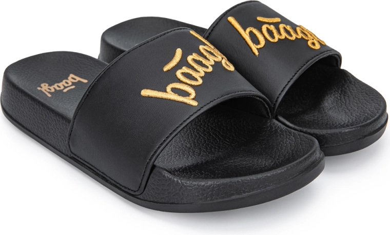 Baagl Pantoletten Logo Gold schwarz 38