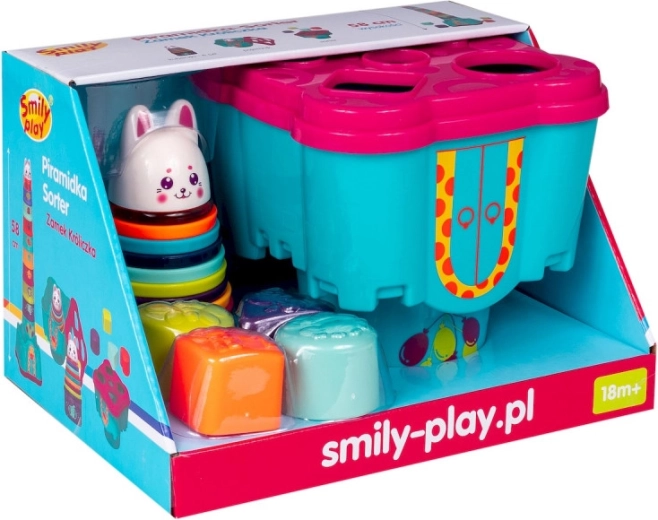 Smily Play Burg mit Häschen – bunte Stapelturm- und Formensortier-Box