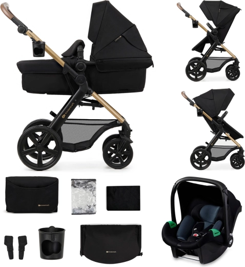 Kinderkraft MOOV 2 Kombikinderwagen 3-in-1 Pure Black mit Schaumstoffrädern