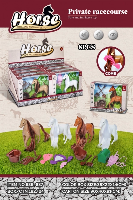 Pferdespielzeug mit Kamm und Zubehör, Set