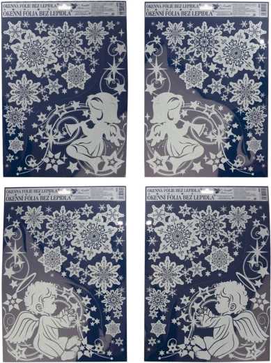 Fenster-Eckfolie Engel mit Glitzereffekt 30 × 38 cm