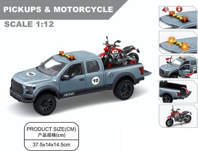 Geländewagen mit Licht, Sound und Motorrad