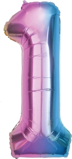 Folienballon Zahl 1 regenbogenfarben 85 cm