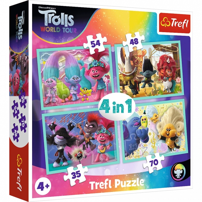 Puzzle TREFL Trolls 2: Welt-Tournee 4-in-1 (35, 48, 54, 70 Teile)