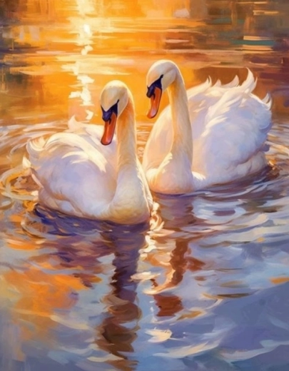 Norimpex Diamantmalerei Weiße Schwäne 30 × 40 cm