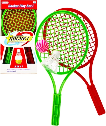 Buntes Schlägerset mit Federball und Ball für Kinder