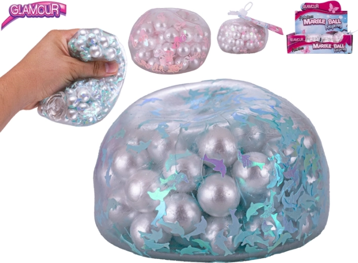 Antistress-Glamour-Ball mit knusprigen Kügelchen 9,5 cm