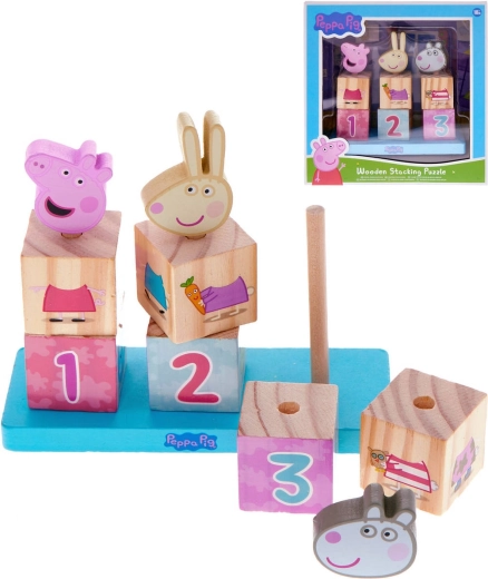 Holz-Steckwürfel Peppa Wutz, 9 Teile