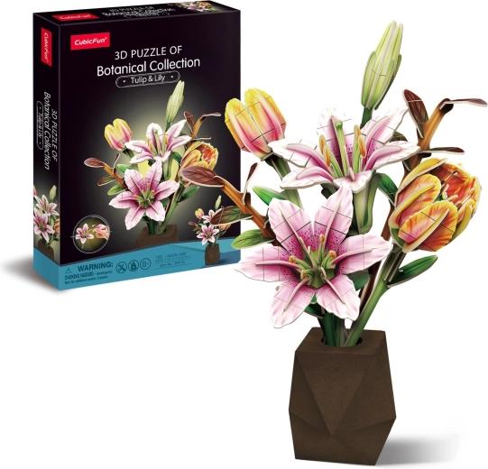 CubicFun 3D-Puzzle botanische Kollektion Tulpen und Lilien, 103 Teile