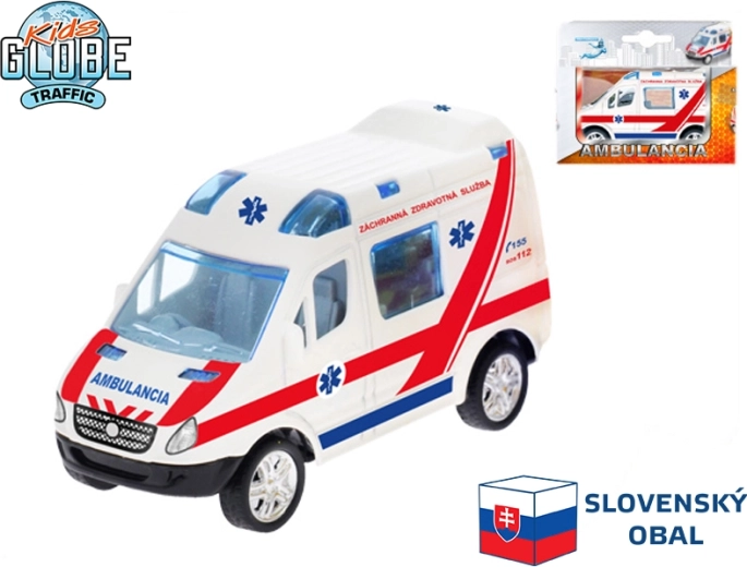 Kids Globe Traffic slowakischer Rettungswagen mit Rückziehmotor 8 cm