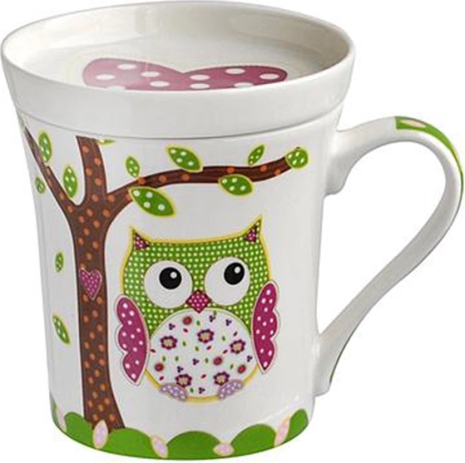 Keramikbecher mit Untertasse für Tee Toro 270 ml Eule