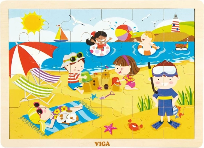 VIGA Holzpuzzle Sommer – 24 Teile