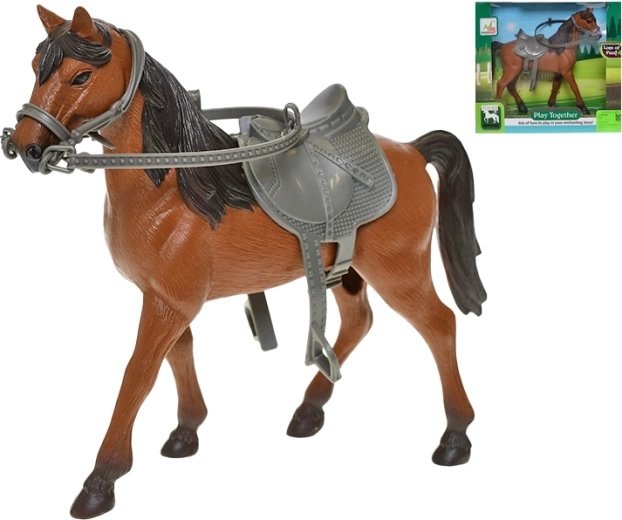 Pferd mit Sattel 28 cm – realistische Figur für Kinder