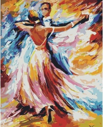 Malbild nach Zahlen auf Rahmen 40 × 50 cm – Tanzpaar