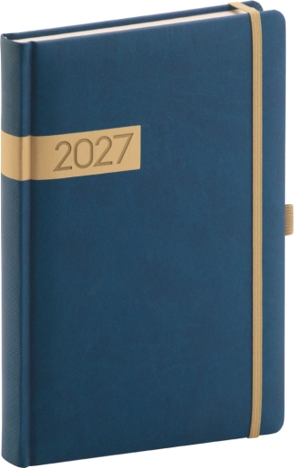 Notique Tageskalender Twill 2027 blau-gold 15 × 21 cm