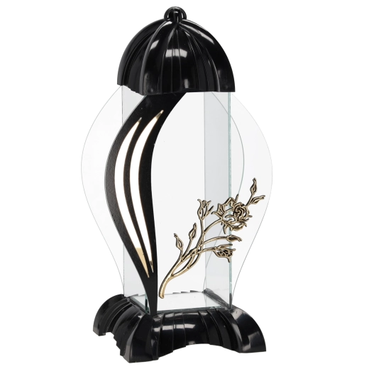 Laterne mit Rosenmotiv „Róža“, schwarz, 39 cm - 1 Stück