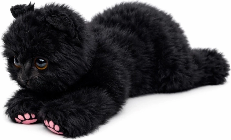 Plüschkatze liegend schwarz 38 cm