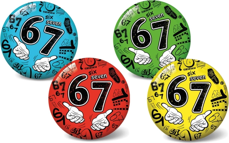 Aufblasbarer Ball 11 cm Six Seven – Lernball mit Zahlen, 4 Farben