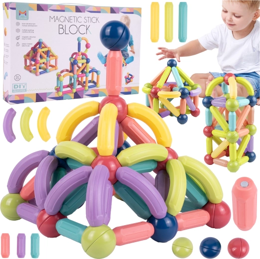 Magnetisches Konstruktionsset – Plättchen und Röhrchen, 120 Teile