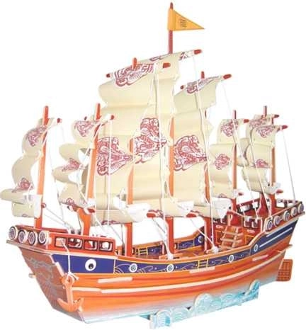 Holz 3D-Puzzle Farbiges Segelschiff