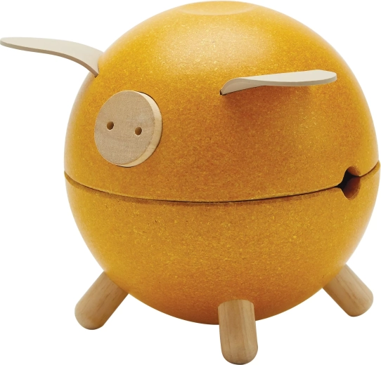 PlanToys Holz-Spardose gelbes Schweinchen Orchard