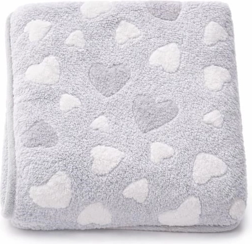 Babydecke New Baby Herzen, grau 80 × 90 cm