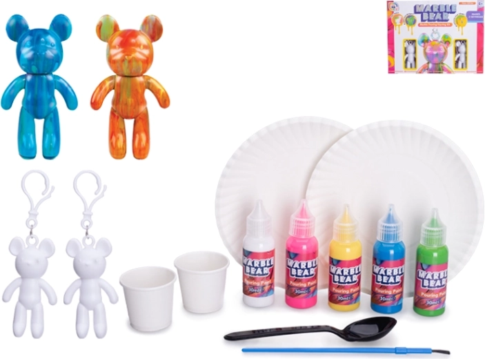 Kreativset Schlüsselanhänger Bär – 2 Stück zum Marmorieren