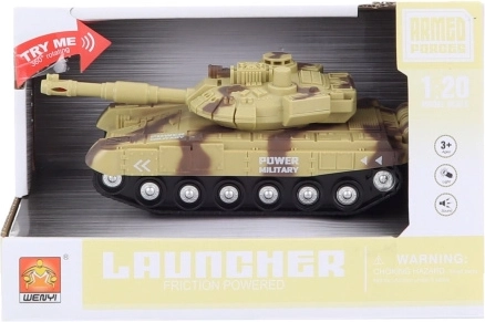 Beiger batteriebetriebener Panzer mit Licht und Sound