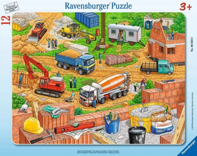 Puzzle mit 12 Teilen Was passt hierhin, Baustelle