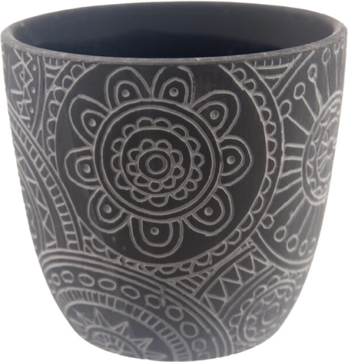 Keramik-Blumentopf Mandala Schwarz 12 × 12 × 11 cm
