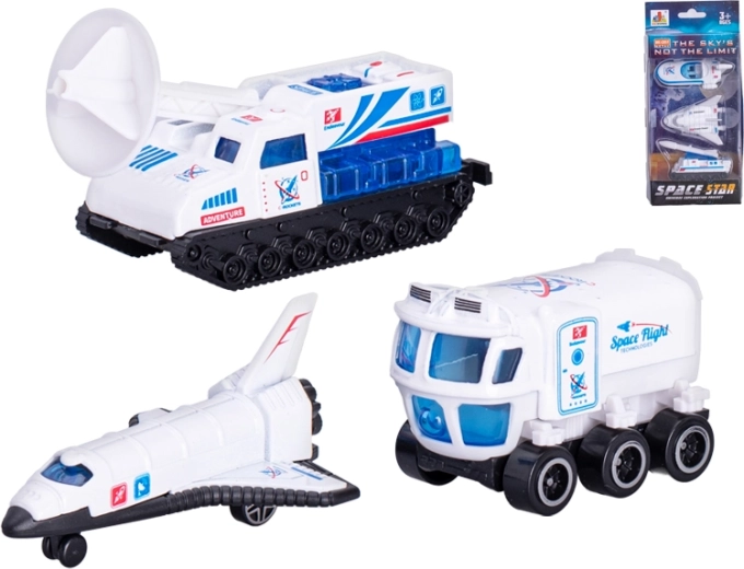 Metallische Weltraumfahrzeuge mit Freilauf – Set mit 3 Stück