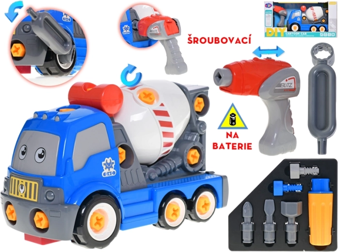 Interaktiver Betonmischer 28 cm mit Akku-Bohrmaschine