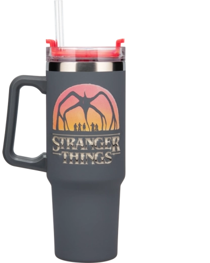 Thermo-Tumbler Stranger Things 1200 ml mit Strohhalm und Henkel