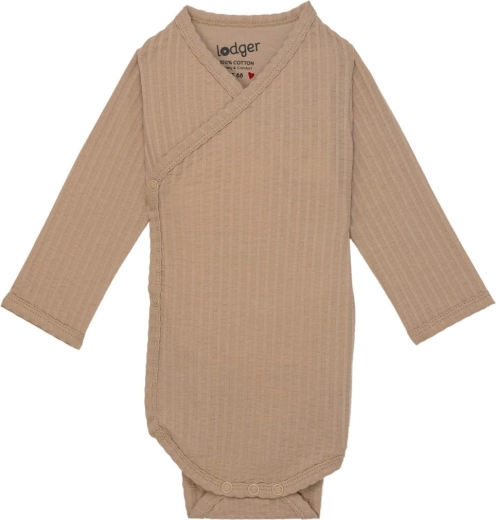 Lodger atmungsaktiver Body mit langen Ärmeln Seersucker beige Gr. 68
